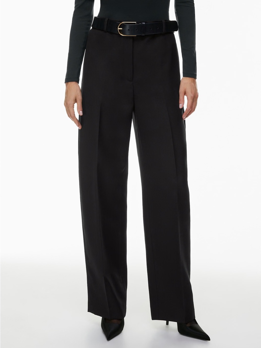 Babaton Sz 00 Forge Pant High Rise Barrel Leg Wool Black EUC